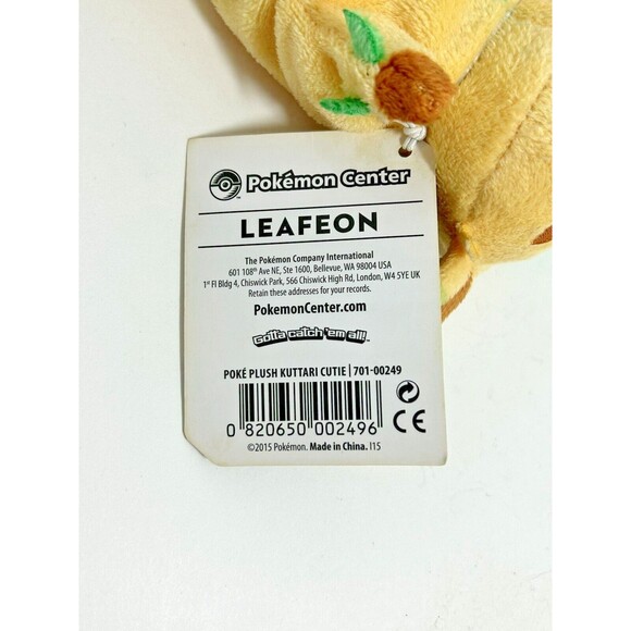 Leafeon Pokemon Center 2015 Kuttari Cutie Awake 6" Plush Toy Japan Rare w/ Tags - Picture 11 of 12